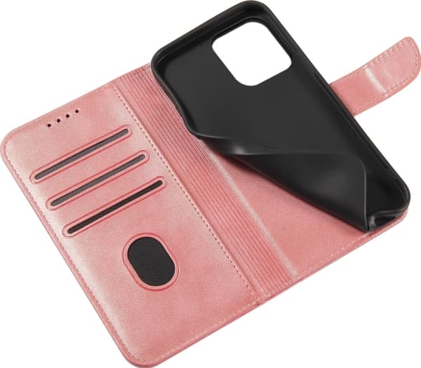 Hurtel Magnet Case elegant deksel med klaff og stativ funksjon for iPhone 13 Pro Max rosa