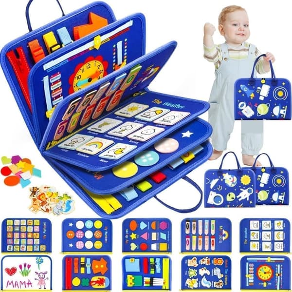 Montessori Busy Board til børn 1-4 år, 12-sidet aktivitetslegetøj med Reißverschluss Montessori Busy Board til børn 1-4 år, 12-sidet aktivitetslegetøj med Reißverschluss