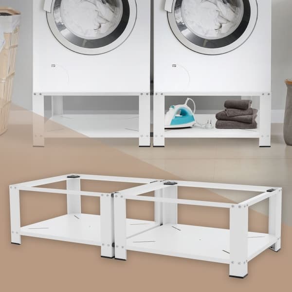 Tvättställsbas med hylla, set om 2 vit stål ML design