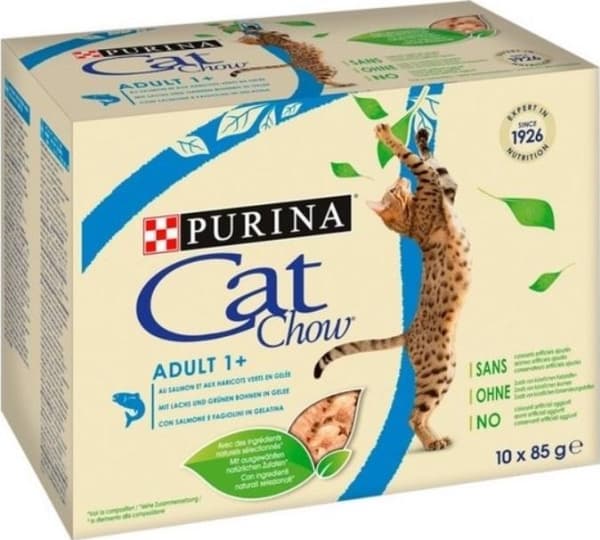 Purina Cat Food Chow Adult Laxbönor Multipack 10x85g
