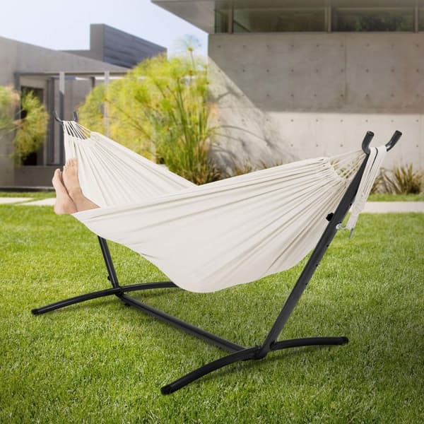 XXL-hængekøje med stålstel op til 250 kg Beige inkl. bæretaske ML-Design XXL-hængekøje med stålstel op til 250 kg Beige inkl. bæretaske ML-Design