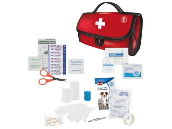 TRIXIE 19455, Pet First Aid Kit, röd, dragkedja, omfattande uppsättning för snabb första hjälpen vid de vanligaste nödsituationerna för hundar och ka