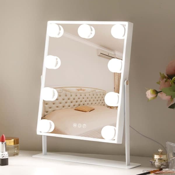 FENCHILIIN Hollywood makeup spejl med lys 360° drejeligt bordplade 25 x 30 cm spejl