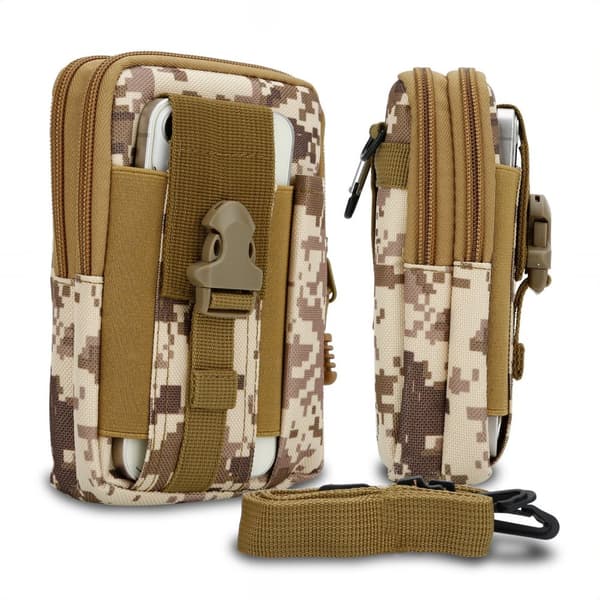LG OPTIMUS G PRO Deksel taktisk mobiltelefonveske Molle-EDC med skulderrem maks. 6,7 tommers hofteveske Kamuflasje beige