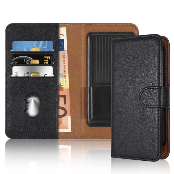 LG G7 ThinQ / FIT / ONE Deksel med kortrom, 360 graders beskyttelsesdeksel for sammenleggbar case cover Svart