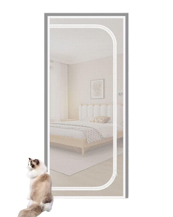 Moorle Förstärkt kattdörrskåpa, hållbart och ventilerat nät Vit 90*210cm