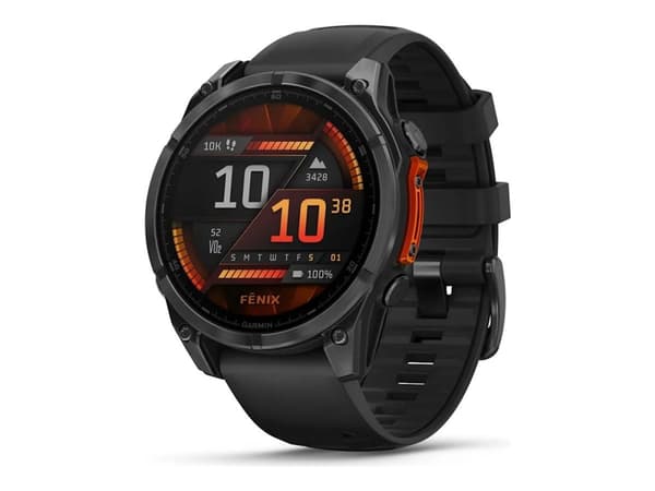 Garmin Fenix 8 - 47 mm - skifergrå - sportsur med bånd - silikon - svart - håndleddstørrelse: 125-208 mm - display 1.4" - 32 GB - Bluetooth, Wi-Fi, A