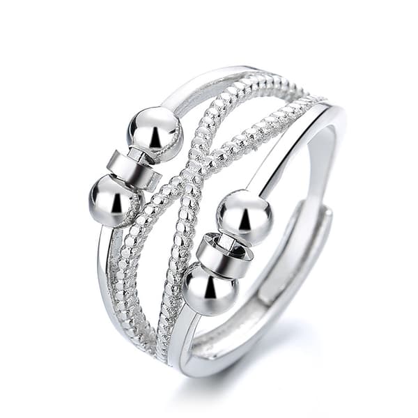 INF Anti-stressring med pärlor Silver S INF Anti-stressring med pärlor Silver S