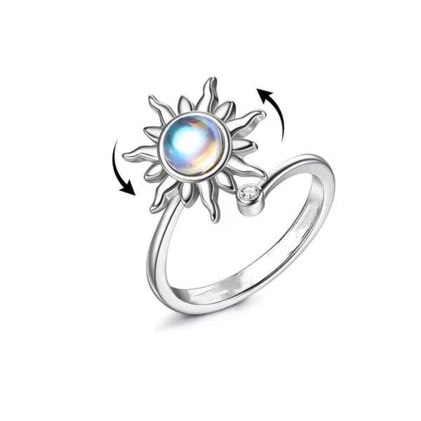INF Justerbar antistressring med roterbar blomma Silver