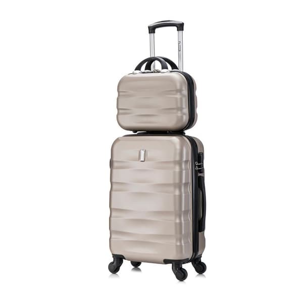 CELIMS FRANCE - Kabinväska 55x35x25 Easyjet med Vanity Aerowave | Kabinväska 55cm | ABS | Inbyggd lås | Champagne